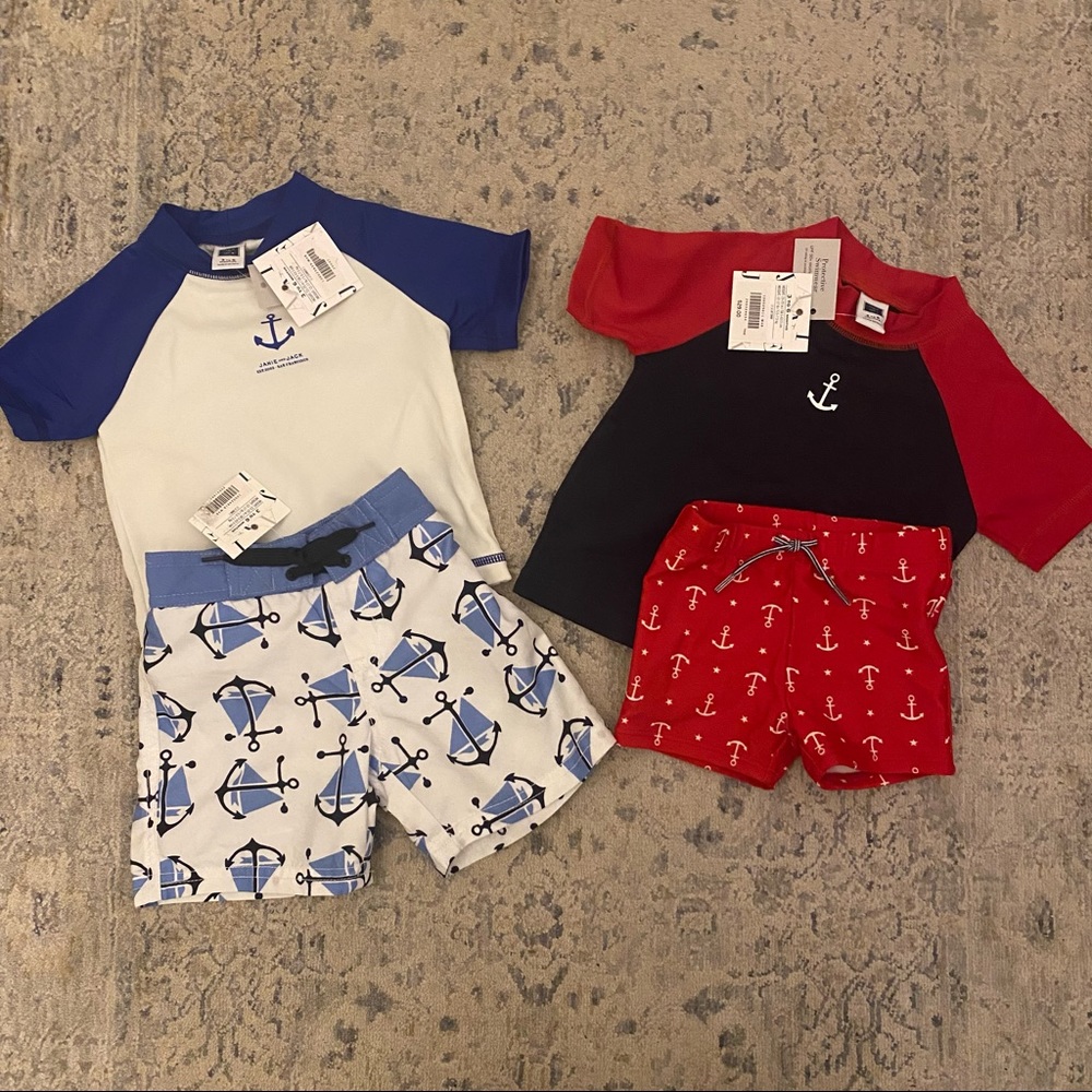Janie and Jack Swim Shorts & Rash Guards Bundle